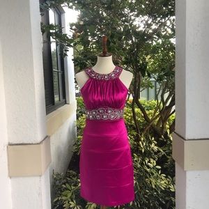 Bee Darling jewel Beaded Hot pink dress
